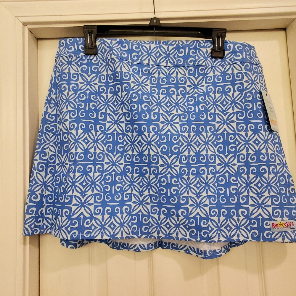 Ripskirt Hawaii Geometric Blue and White Mini Skirt